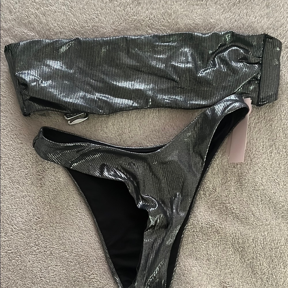 Metallic Silver Bikini Set
